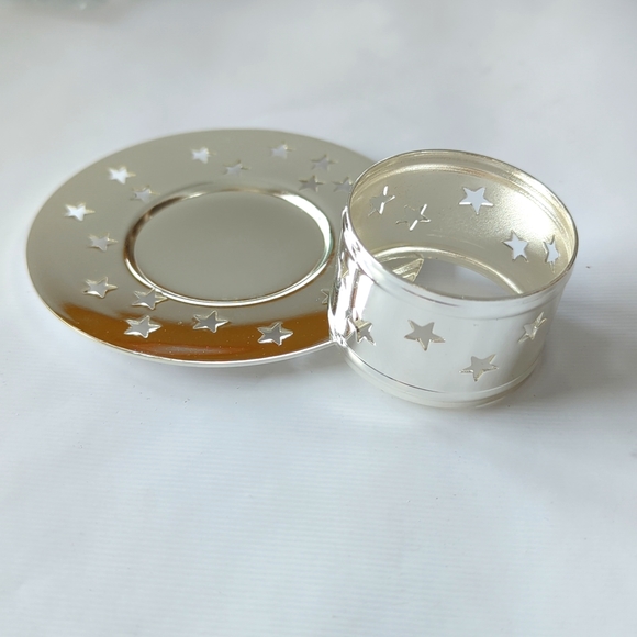 (2 for $40) Partylite P7613 - Glowing Star Gift Set Silver Votive Candle Holder - Picture 2 of 6
